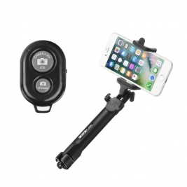 Combo selfie stick with tripod and remote control bluetooth-black