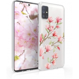 KWmobile Θήκη Σιλικόνης Samsung Galaxy M51 - Magnolias / Light Pink / White / Transparent (53351.04)