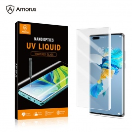 AMORUS Tempered Glass 3D Full Cover [UV Light Irradiation] for Huawei Mate 40 Pro-clear