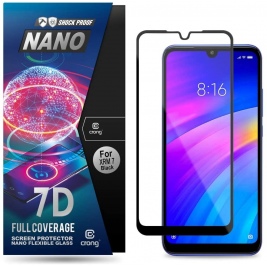 Crong 7D Nano Flexible Glass - Fullface Αντιχαρακτικό Υβριδικό Γυαλί Οθόνης Xiaomi Redmi 7 - Black - 0.3mm (CRG-7DNANO-XR7)