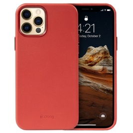 Crong Essential Eco Leather - Σκληρή Θήκη Apple iPhone 12 Pro Max - Red (CRG-ESS-IP1267-RED)