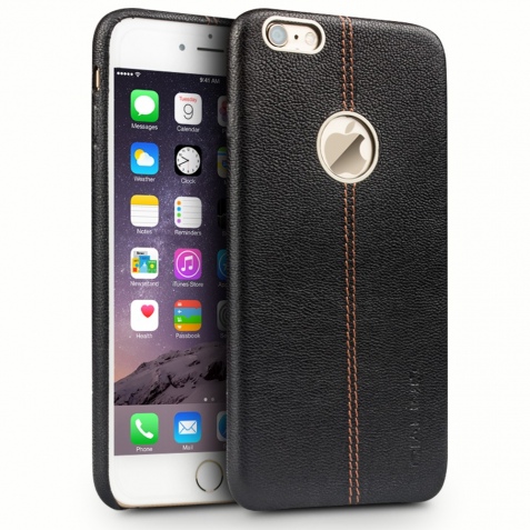 Θήκη iPhone 6/6s plus 5.5" Deer patern QIALINO Top quality pure handmade genuine Leather case for apple iPhone 6/6s plus-Black