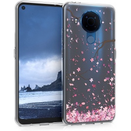 KWmobile Θήκη Σιλικόνης Nokia 5.4 - Cherry Blossoms / Pink / Dark Brown / Transparent (55165.01)