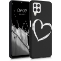 KWmobile Θήκη Σιλικόνης Samsung Galaxy A22 4G - Brushed Heart White / Black (55497.03)