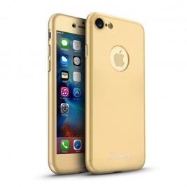 Θήκη iPhone 7 4.7" IPAKY Full Protection PC Matte Cover + Screen Protector-Gold