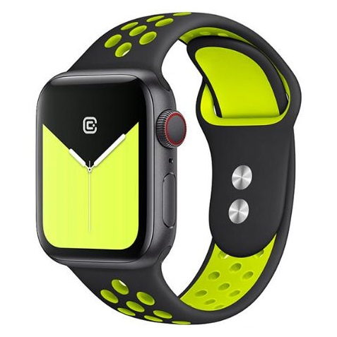 Crong Duo Sport Λουράκι Σιλικόνης Apple Watch SE/7/6/5/4/3 (41/40/38mm) - Black / Yellow (CRG-40DSB-YLW)