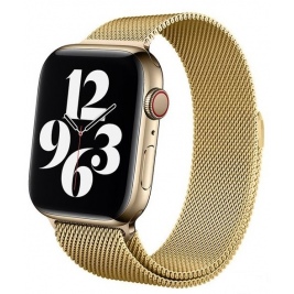 Crong Milano Steel - Premium Μεταλλικό Λουράκι Apple Watch SE/7/6/5/4/3 (41/40/38mm) - Gold (CRG-40MST-GLD)