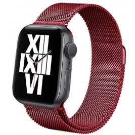 Crong Milano Steel - Premium Μεταλλικό Λουράκι Apple Watch SE/7/6/5/4/3 (41/40/38mm) - Red (CRG-40MST-RED)