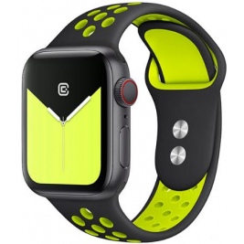 Crong Duo Sport Λουράκι Σιλικόνης Apple Watch SE/7/6/5/4/3 (45/44/42mm) - Black / Yellow (CRG-44DSB-YLW)