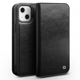 Θήκη iphone 13 genuine Leather QIALINO Classic Wallet Case-Black