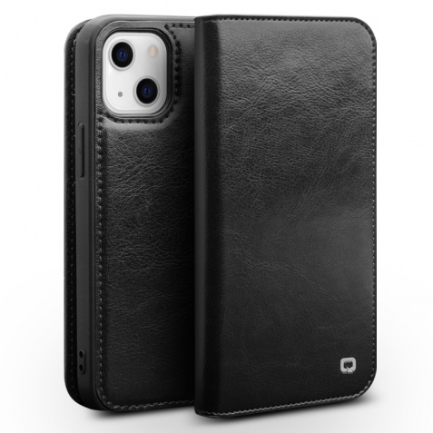 Θήκη iphone 13 genuine Leather QIALINO Classic Wallet Case-Black