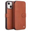 Θήκη iphone 13 mini QIALINO Leather Magnetic Clasp Flip Case-Light brown