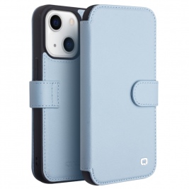 Θήκη iphone 13 mini 5.4" QIALINO Leather Magnetic Clasp Flip Case-Light Blue