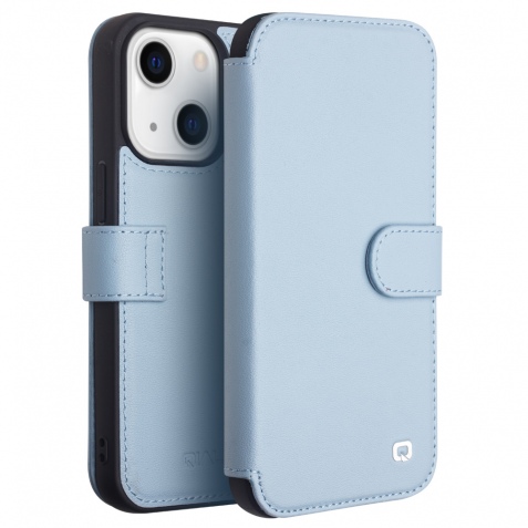 Θήκη iphone 13 mini 5.4" QIALINO Leather Magnetic Clasp Flip Case-Light Blue