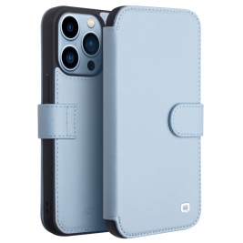 Θήκη iphone 13 Pro QIALINO Leather Magnetic Clasp Flip Case-Light Blue