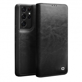 Θήκη Samsung Galaxy S21 ultra genuine QIALINO Classic Leather Wallet Case-Black