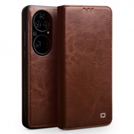 Θήκη Huawei P50 Pro genuine QIALINO Classic Leather Wallet Case-Brown