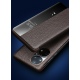 Θήκη Huawei P50 QIALINO Fine Smooth Pattern Leather Flip View Case-Dark Brown