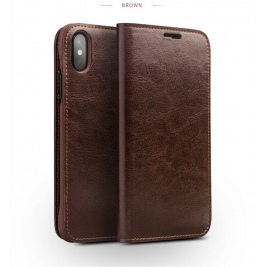 Θήκη iphone XS Max genuine Leather QIALINO Classic Wallet Case-Brown