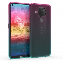 KWmobile Θήκη Σιλικόνης Nokia 5.4 - Bicolor / Dark Pink / Blue / Transparent (54166.01)