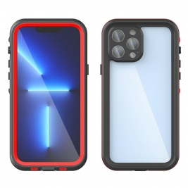 Θήκη αδιάβροχη iPhone 13 Pro Max 6.7" Waterproof Covering Clear Back case Redpepper-Black/Red