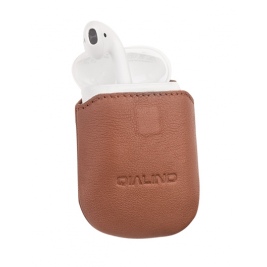 Napa Leather case QIALINO for Airpods- Brown