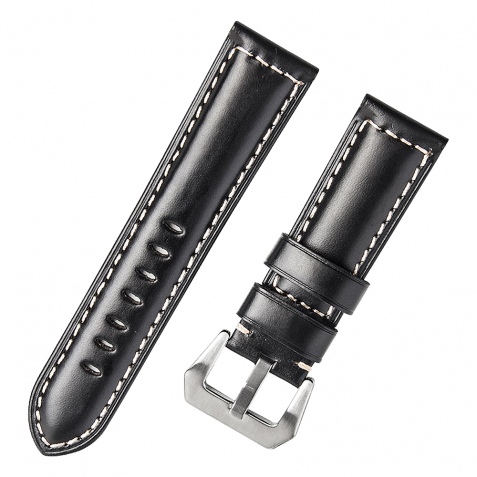 Universal Λουράκι για Smartwatches 22mm Genuine Leather QIALINO- plain black