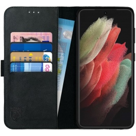 Rosso Deluxe Δερμάτινη Θήκη Πορτοφόλι Samsung Galaxy S21 Ultra 5G - Black (8719246285738)