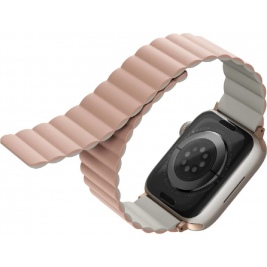 Uniq Revix Μαγνητικό Λουράκι Premium Σιλικόνης Apple Watch SE/7/6/5/4/3 (41/40/38mm) - Pink / Beige (UN