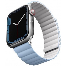 Uniq Revix Μαγνητικό Λουράκι Premium Σιλικόνης Apple Watch SE/7/6/5/4/3 (41/40/38mm) - White / Blue (UN