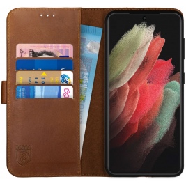 Rosso Deluxe Δερμάτινη Θήκη Πορτοφόλι Samsung Galaxy S21 Ultra 5G - Brown (8719246285745)