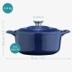 Navaris Cast Iron Casserole Dish with Lid - Αντικολλητική Κατσαρόλα από Χυτοσίδηρο για Εστίες / Φούρνο - 24cm - 3.5L - Dark Blue (48777.01.17)
