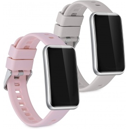 KW Λουράκι Σιλικόνης Huawei Watch Fit mini - 2 Τεμάχια - Grey / Pink (57107.03)
