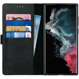 Rosso Deluxe Δερμάτινη Θήκη Πορτοφόλι Samsung Galaxy S22 Ultra 5G - Black (8719246337321)