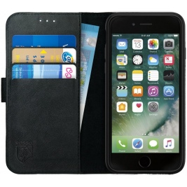 Rosso Deluxe Δερμάτινη Θήκη Πορτοφόλι Apple iPhone 8 / 7 - Black (8719246112744)