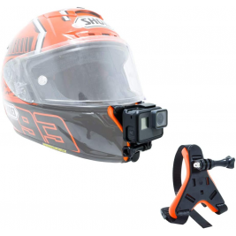 Motorcycle Helmet Chin Mount Holder for Action Cameras-black/orange