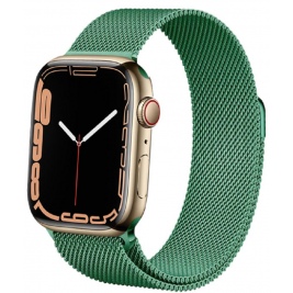 Crong Milano Steel - Premium Μεταλλικό Λουράκι Apple Watch SE/7/6/5/4/3 (41/40/38mm) - Green (CRG-40MST-GR)