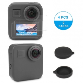 Tempered Glass for Screen and Silicone lens cap for GoPro Max-2 τμχ