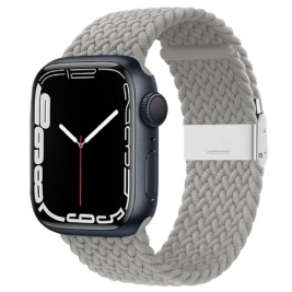 Crong Wave Band - Premium Υφασμάτινο Πλεκτό Λουράκι Apple Watch SE/7/6/5/4/3 (41/40/38mm) - Light Grey (C