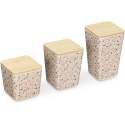 Navaris Terrazzo Bamboo Fiber Container Set of 3 - Σετ 3 Δοχεία / Κουτιά Αποθήκευσης με Καπάκι από Μπαμπού - Terrazzo (54250.01)