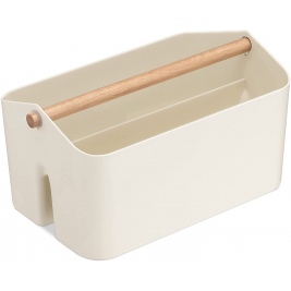 Navaris Storage Organiser Box - Κουτί Αποθήκευσης / Οργάνωσης με Ξύλινη Λαβή - Cream (55650