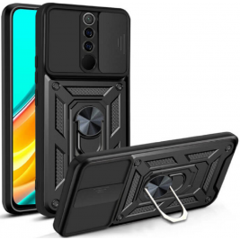Bodycell Armor Slide - Ανθεκτική Θήκη Xiaomi Redmi 9 με Κάλυμμα για την Κάμερα & Μεταλλικό Ring Holder - Black (5206015012549)