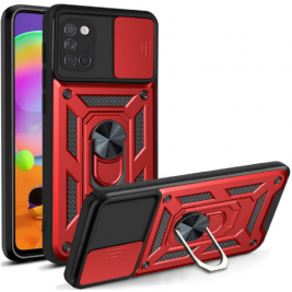 Bodycell Armor Slide - Ανθεκτική Θήκη Samsung Galaxy A31 με Κάλυμμα για την Κάμερα & Μεταλλικό Ring Holder - Red (5206015004575)