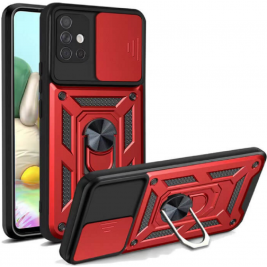 Bodycell Armor Slide - Ανθεκτική Θήκη Samsung Galaxy A71 με Κάλυμμα για την Κάμερα & Μεταλλικό Ring Holder - Red (5206015004766)