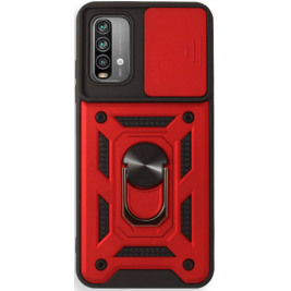 Bodycell Armor Slide - Ανθεκτική Θήκη Xiaomi Poco M3 με Κάλυμμα για την Κάμερα & Μεταλλικό Ring Holder - Red (5206015010736)