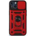 Bodycell Armor Slide - Ανθεκτική Θήκη Apple iPhone 13 με Κάλυμμα για την Κάμερα & Μεταλλικό Ring Holder - Red (5206015003271)