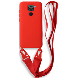 Bodycell Θήκη Σιλικόνης με Λουράκι Λαιμού - Xiaomi Redmi Note 9 - Red (5206015002533)