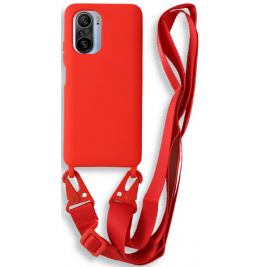 Bodycell Θήκη Σιλικόνης με Λουράκι Λαιμού - Xiaomi Mi 11i / Poco F3 - Red (5206015001994)