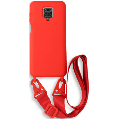 Bodycell Θήκη Σιλικόνης με Λουράκι Λαιμού - Xiaomi Redmi Note 9S / 9 Pro / 9 Pro Max - Red (5206015002632)