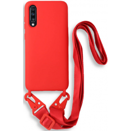 Bodycell Θήκη Σιλικόνης με Λουράκι Λαιμού - Samsung Galaxy A70 / A70s - Red (5206015001628)